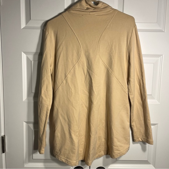 AKIRA CHICAGO Red Label Womens Long Tan Moto Zip Knit Jacket L - Picture 8 of 8